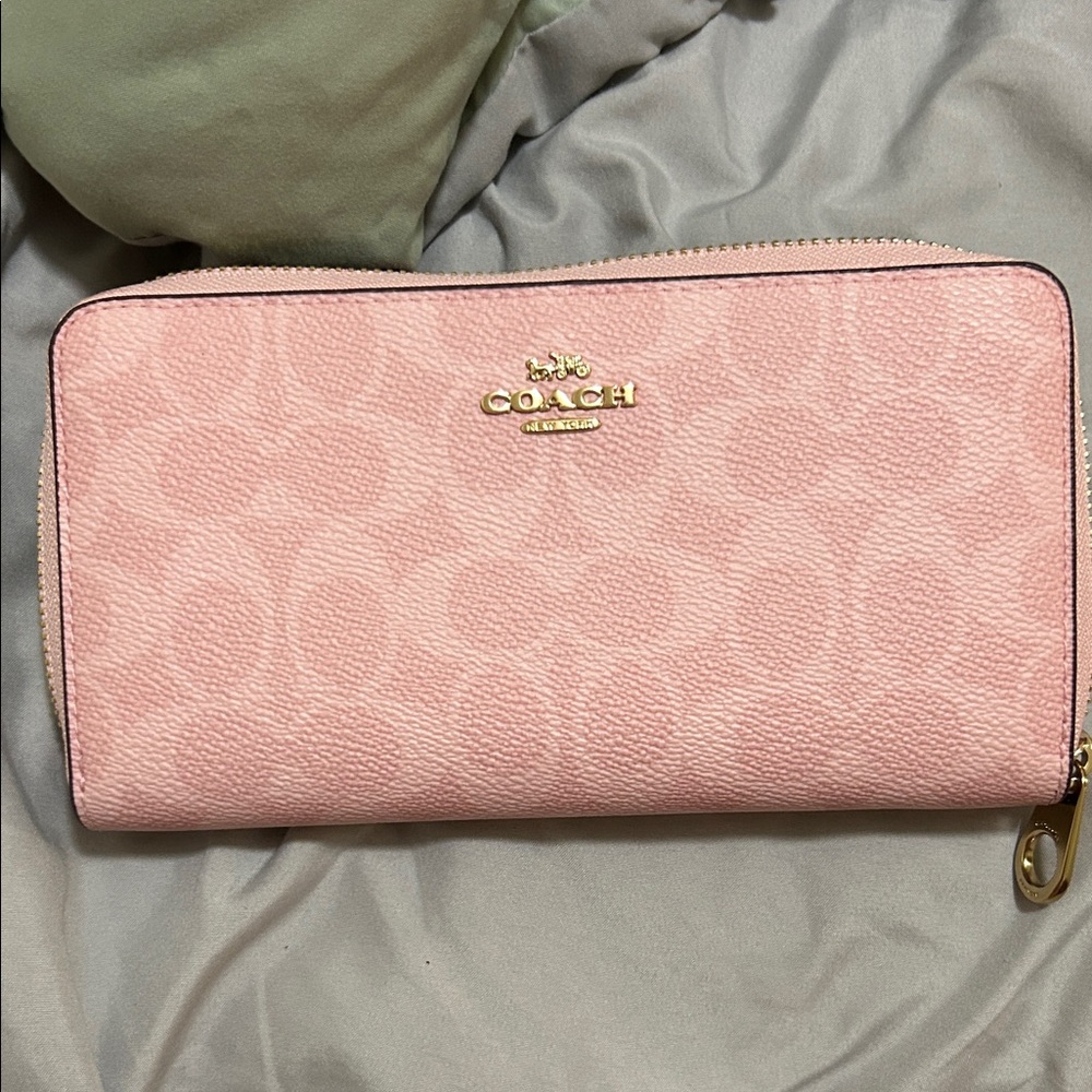 Coach Light Pink Zip-Around Wallet